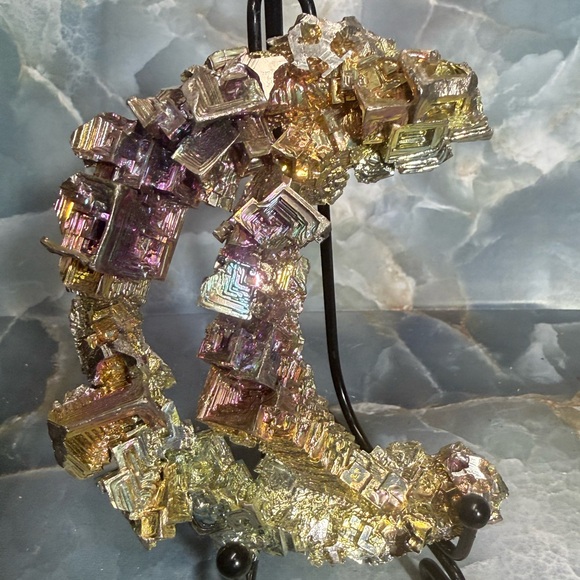 Bismuth crescent moon 4” x 3” rainbow colors - Picture 1 of 3